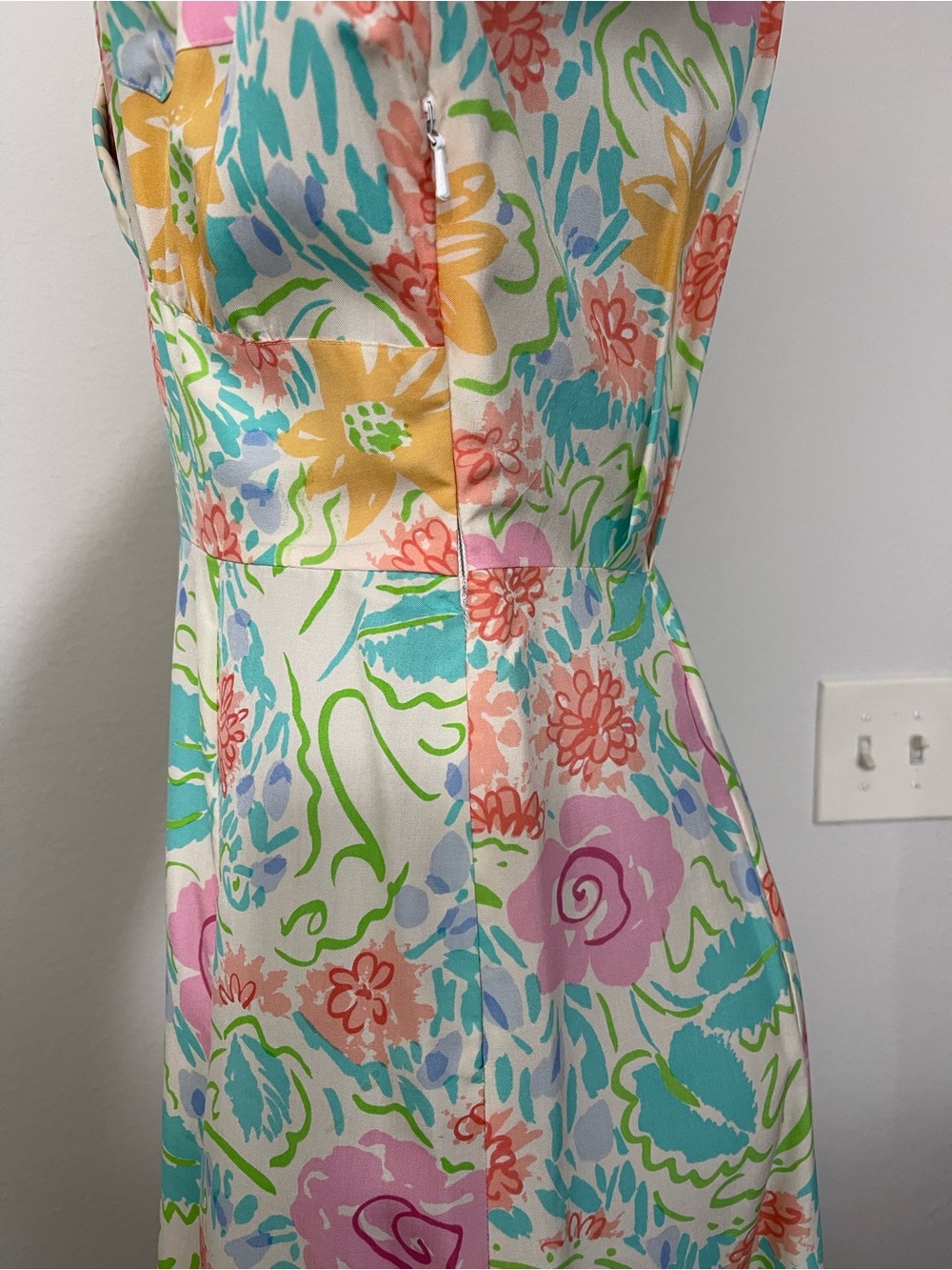 Jerry Regenbogen Dress 14 100% Pure Silk White Midi Floral Watercolor 80’s 90’s - Picture 10 of 16